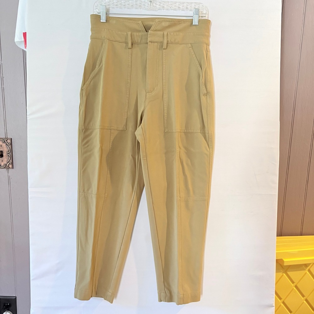 Banana Republic Tan Utility Tapered Pants Womens 8 Petite High Waist Khaki